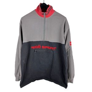 Vintage 90s Rigo Sport Colorblock Center Logo Quarter Zip Sweatshirt Size L